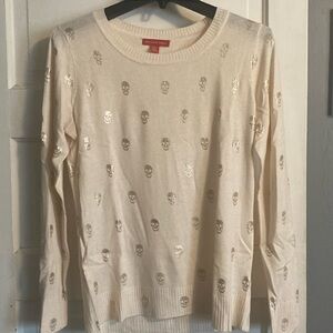 Metallic skull lightweight sweater
